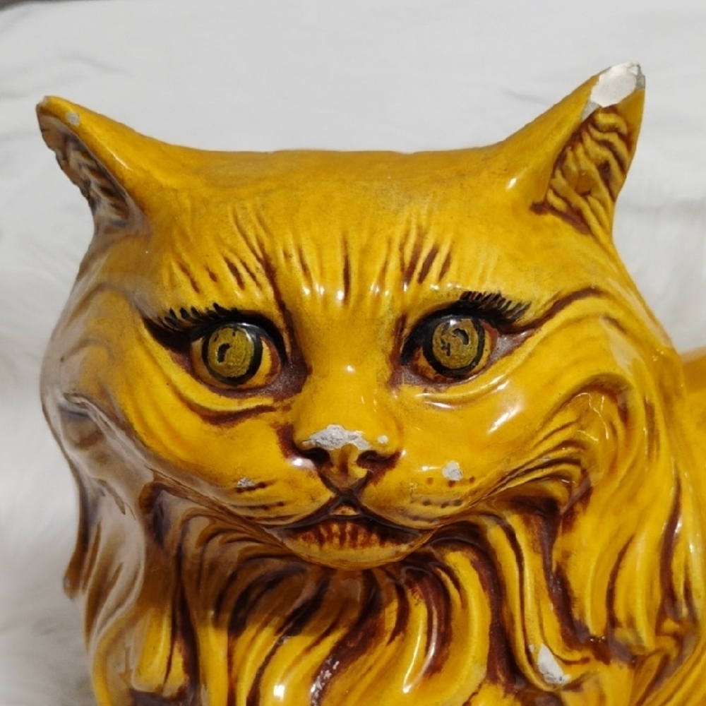SALE! Large 1977 Vintage Cat Decor Majestic Gold Cat Sculpture #205 SMALL CRATE - Picture 2 of 12